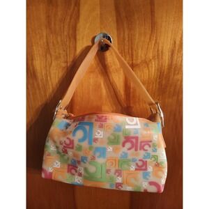 Vintage Liz Claiborne Shoulder Bag Y2K Monogram Multicolor Purse Handbag